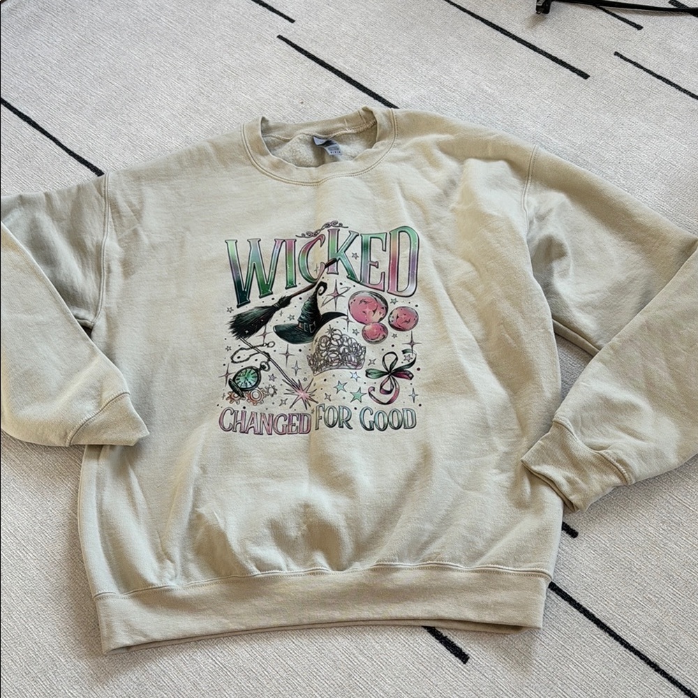 Wicked Graphic Beige Sweatshirt Unisex Size Medium